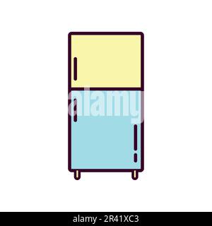 Illustration du vecteur d'icône de réfrigérateur. Icône de couleur de ligne du réfrigérateur Illustration de Vecteur