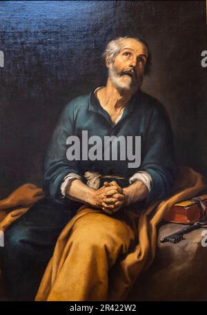 Bartolomé Esteban Murillo, Saint-Pierre en larmes, 1650-1655, huile sur toile, Museo de Bellas Artes, Bilbao, Espagne. Banque D'Images