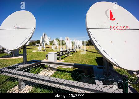 Antenas parabolicas,Parc BIT, Parque Balear de Innovación Tecnológica, Majorque, Iles Baléares, Espagne, Europe. Banque D'Images