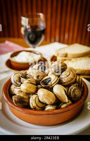 Caracoles a la mallorquina,celler de Randa,llucmajor, Mallorca, Islas Baleares, Espagne. Banque D'Images