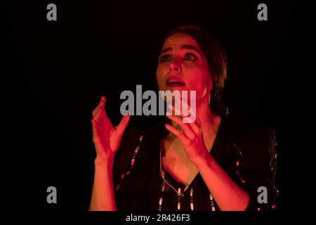 Dans le cadre de la nouvelle édition du Festival Flamenco de Madrid, un événement dont l'objectif principal est l'exposition et la diffusion du flamenco et de la danse espagnole, le Fernán Gómez Centro Cultural de la Villa accueille le nouveau travail réalisé par Mariana Collado. La première à Madrid avec danse, chorégraphiée par Vanesa Coloma et Alfonso Losa, et de la musique live. L'œuvre raconte l'histoire d'une fille qui est née, formée et élevée à Madrid avec une famille traditionnelle de Madrid et qui a découvert le genre de la revue aux mains de ses aînés. Il est basé sur les aventures et les expériences de la ville c Banque D'Images