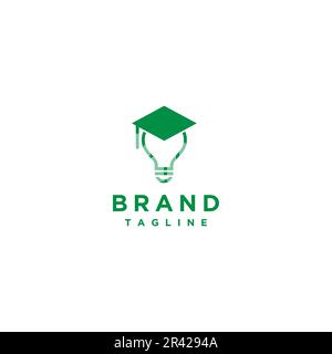 Ampoule avec logo de capuchon de graduation. Concept de conception du logo de l'idée éducative. Illustration de Vecteur