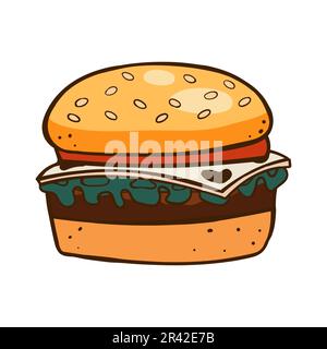 Illustration vectorielle de hamburger isolée sur fond blanc. Icône de restauration rapide. Illustration de Vecteur