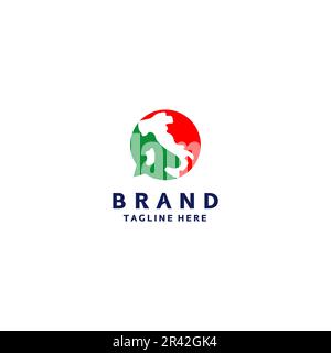 Carte de l'Italie dans les icônes de message avec les couleurs du pays. Logo de communication exclusif lié à l'Italie. Illustration de Vecteur