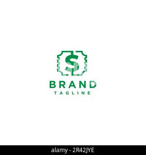 Logo billet simple avec symbole Dollar au centre. Icône de billet vert avec symbole de devise au milieu. Illustration de Vecteur