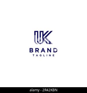 Modèle de logo de la lettre-cadre initiale pour le Royaume-Uni. Modèle de logo UK de la lettre initiale de la mini-entreprise classique. Illustration de Vecteur