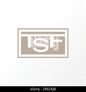 Logo design Graphic concept créatif abstrait premium libre vecteur lettre stock TSF sans serif police sur bloc d'espace rectangle. Monogramme initial associé Illustration de Vecteur