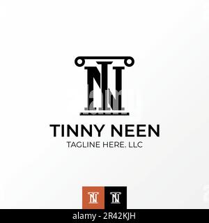Logo design Graphic concept créatif abstrait premium libre vecteur lettre TN ou NT serif police pilier et escaliers. Lié à la loi initiale du monogramme Illustration de Vecteur