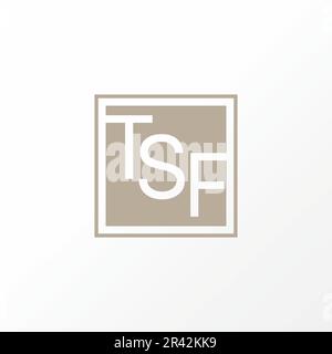 Logo design Graphic concept créatif abstrait premium libre vecteur lettre stock TSF sans serif police sur bloc rectangulaire. Lié au monogramme initial Illustration de Vecteur