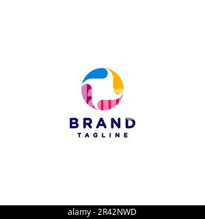 Logo « Water Drops » à motif tournoyant. Logo gai de quatre hélices abstraites colorées. Illustration de Vecteur