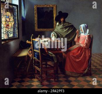Le verre de vin peint par le peintre néerlandais Johannes Vermeer en 1660 Banque D'Images