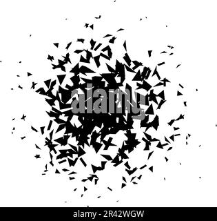 Éclats et débris de forme radiale. Morceaux noirs brisés, taches, taches et particules. Élément abstrait explosion et éclatement. texture. Illustration vectorielle Illustration de Vecteur