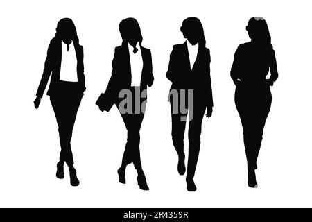 Une silhouette féminine élégante, avec des costumes et une position différente. Anonyme girl modèle bundle portant des robes officielles. Femme d'affaires moderne Illustration de Vecteur