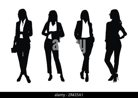 Silhouettes employées de sexe féminin aux visages anonymes. Créateur femme employé et fille homme d'affaires silhouette ensemble vecteur. Tenue d'affaires moderne Illustration de Vecteur