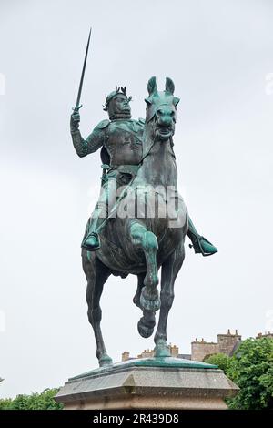 Statue de Bertrand du Guesclin à Dinan, France Banque D'Images