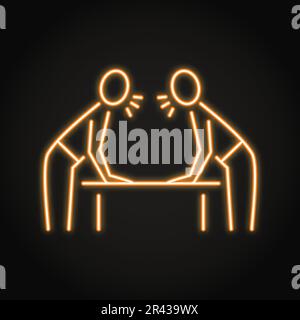 Icône de néon de couleur quarelle en style de ligne. Symbole du débat politique. Deux hommes criant l'un à l'autre. Illustration vectorielle. Illustration de Vecteur