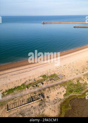 Vue aérienne des moulins à marée, un village abandonné dans East Sussex près de Newhaven, abandonné en 1939 Banque D'Images