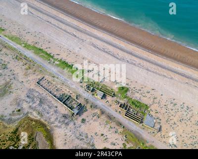 Vue aérienne des moulins à marée, un village abandonné dans East Sussex près de Newhaven, abandonné en 1939 Banque D'Images