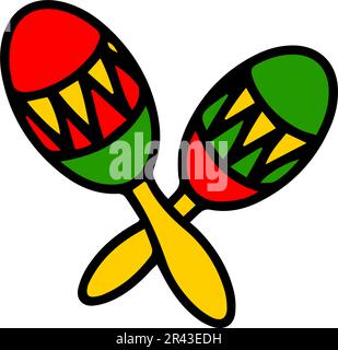 Icône Maracas. Illustration vectorielle du maraca bleu et rouge et du signe de l'instrument. Graphique de maraca et maracas Illustration de Vecteur