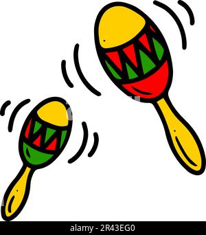 Icône Maracas. Illustration vectorielle du maraca bleu et rouge et du signe de l'instrument. Graphique de maraca et maracas Illustration de Vecteur