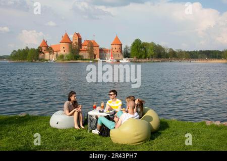 Château de Trakai, Trakai, Lituanie, États baltes, Europe, château amarré Banque D'Images