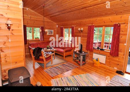 Cabine en bois, maison en bois, cabine de vacances, chalet, Norvège Banque D'Images