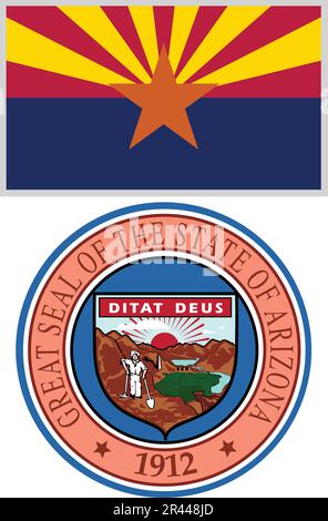 Drapeau de l'État américain de l'Arizona et conception de bras Illustration de Vecteur