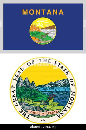 Drapeau de l'État du Montana américain et conception de l'arceau Illustration de Vecteur