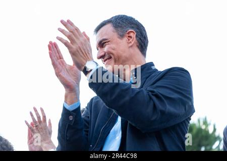 Pedro Sanchez Perez-Castejon. L'action massive du PSOE. Président de l'Espagne lors d'un rassemblement politique. MADRID, ESPAGNE - 25 MAI 2023. Banque D'Images