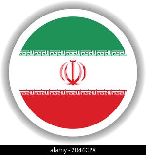 Drapeau iranien de forme ronde Illustration de Vecteur