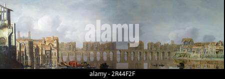 Old London Bridge, Claude de Jongh, 1630, Banque D'Images