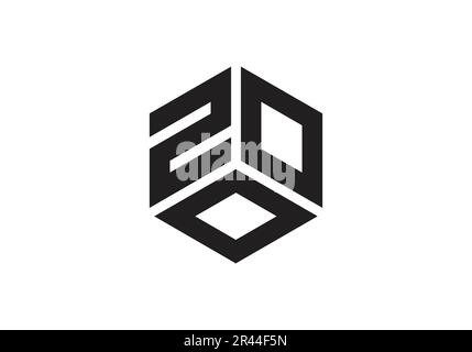 ZOO initial Monogram lettre 200 logo Design Vector Template z o o Cube Polygon Letter logo Design Illustration de Vecteur