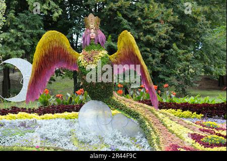 Installation florale dans le parc municipal de Singing Field. 18 août 2018. Kiev, Ukraine Banque D'Images