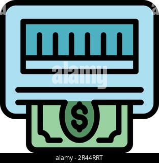 Icône d'argent liquide de guichet automatique. Outline ATM cash vector icon for web design isolé sur fond blanc couleur plate Illustration de Vecteur