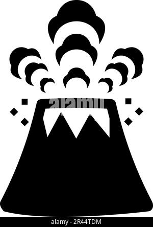 Volcan craquant lave et rochers icône noir couleur vecteur illustration image plate style simple Illustration de Vecteur