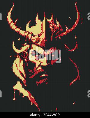 Viking. Œuvres d'art en mode pixel. Illustration vectorielle pour la conception Illustration de Vecteur