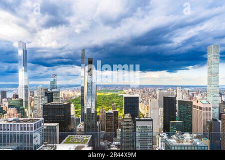 Vue panoramique aérienne, Central Park à Spring New York City, NY, États-Unis d'Amérique Banque D'Images