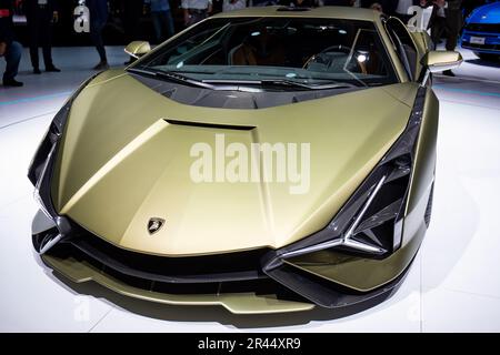 Francfort-sur-le-main, Allemagne. 10th septembre 2019. Salon international de l'automobile de Francfort 2019, IAA, internationale Automobil Ausstellung: Lamborghini Siàn FKP37, voiture hybride super sport. Crédit: Christian Lademann Banque D'Images