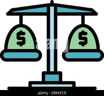 Icône de balance de caisse. Icône vectorielle Cash Scale pour la conception Web isolée sur fond blanc plat couleur Illustration de Vecteur