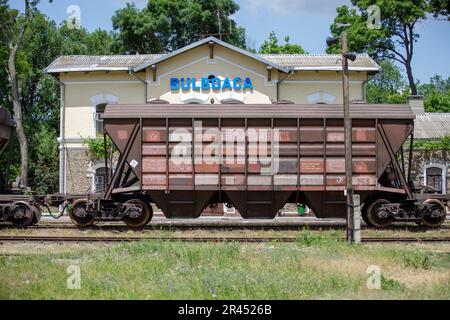 Bulboaca, Moldova - 25 mai 2023: La gare de Bulboaca Banque D'Images