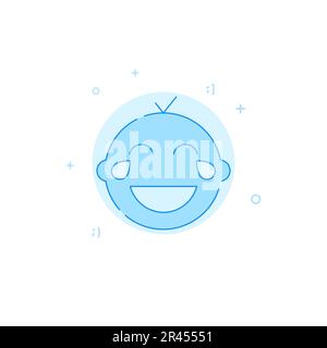 Riant aux larmes enfant vecteur de bébé icône. Illustration plate. Style de ligne pleine. Conception monochrome bleue. Contour modifiable. Régler l'épaisseur de ligne. Illustration de Vecteur