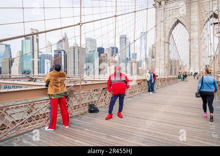 Brooklyn Bridge Brooklyn, New York City, NY, États-Unis d'Amérique Banque D'Images