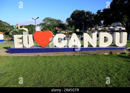 gandu, bahia, brésil - 19 mai 2023 : panneau à l'entrée de la ville de gandu. Banque D'Images