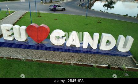 gandu, bahia, brésil - 19 mai 2023 : panneau à l'entrée de la ville de gandu. Banque D'Images