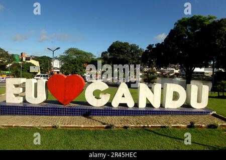 gandu, bahia, brésil - 19 mai 2023 : panneau à l'entrée de la ville de gandu. Banque D'Images