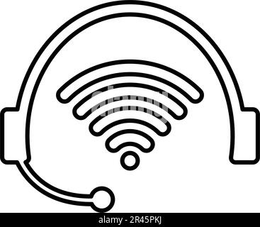 Casque avec icône de signal - utilisation parfaite pour les fichiers imprimés et les présentations, la conception et le développement de sites Web, de supports promotionnels, d'illustrations Illustration de Vecteur