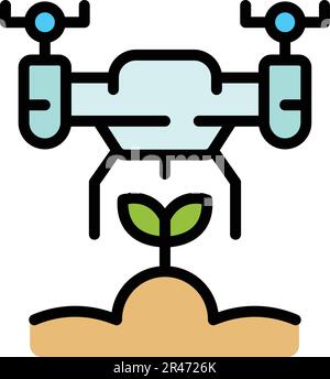 Icône de pulvérisateur de drone. Outline Drone pulvérisateur icône vectorielle pour la conception de la toile isolée sur fond blanc plat couleur Illustration de Vecteur