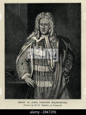 Henry St John, 1st le vicomte Bolingbroke un politicien anglais, un fonctionnaire gouvernemental et un philosophe politique 18th Cnetury British History, Vintage Illustration Banque D'Images