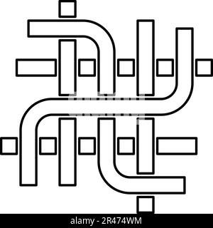 Tuyaux tuyauterie tubes de tuyauterie filet contour de conduit ligne icône noir couleur vecteur illustration image mince style plat simple Illustration de Vecteur