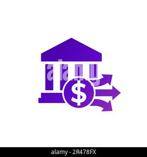 icône de drain de dépôt bancaire, vecteur de retraits d'espèces Illustration de Vecteur